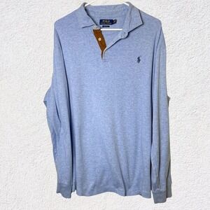 Polo Ralph Lauren Classic Fit Men XL Long Sleeve‎ Blue Polo Preppy Casual Soft